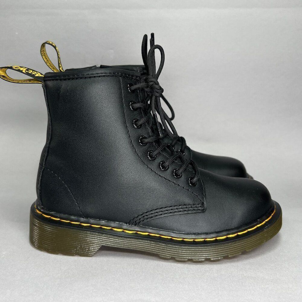Dr. Martens Boots Boy's Size 12 1460 Softy T Black Leather Lace Up Combat Boots‎